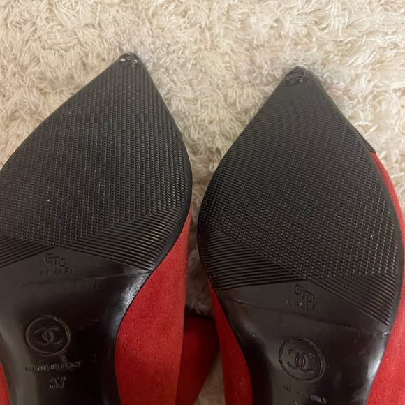 Chanel Gabrielle Boots Red Suede Coco Chanel Booties Size 7 - Picture 6 of 9